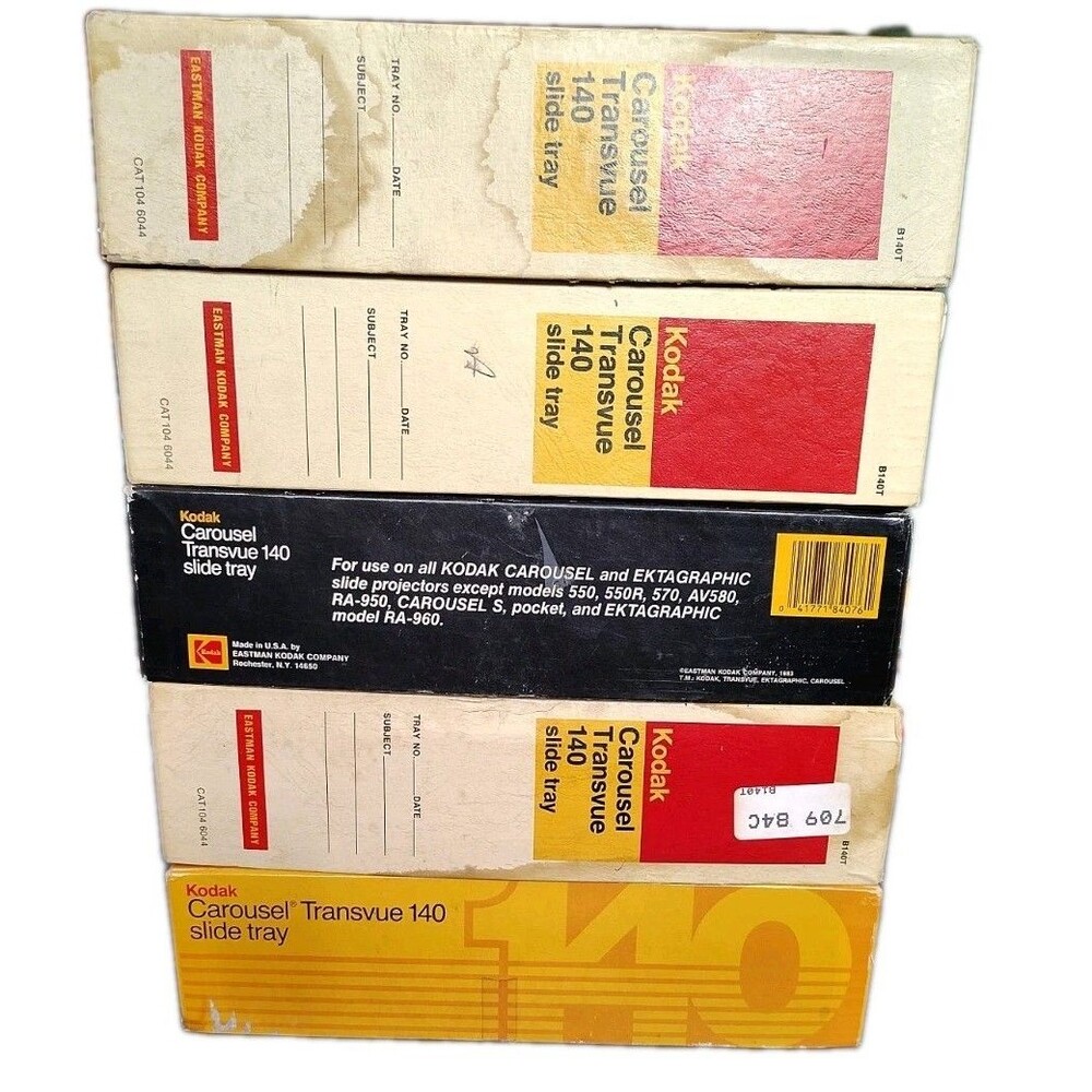 Lot of 5 Vintage Kodak Carousel Transvue 140 Slide Trays 35mm Projector B140T